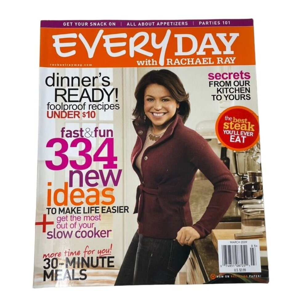 Everyday with Rachael Ray Food Magazine u March 2009 Parties 101 All About Appet